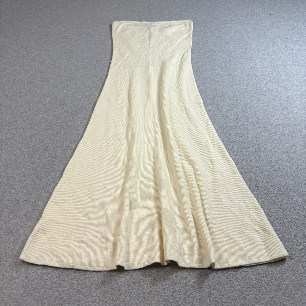 Showpo Dress Womens 4 White Strapless Knit Midi Jenaa 2 A-Line Stretchy Boho